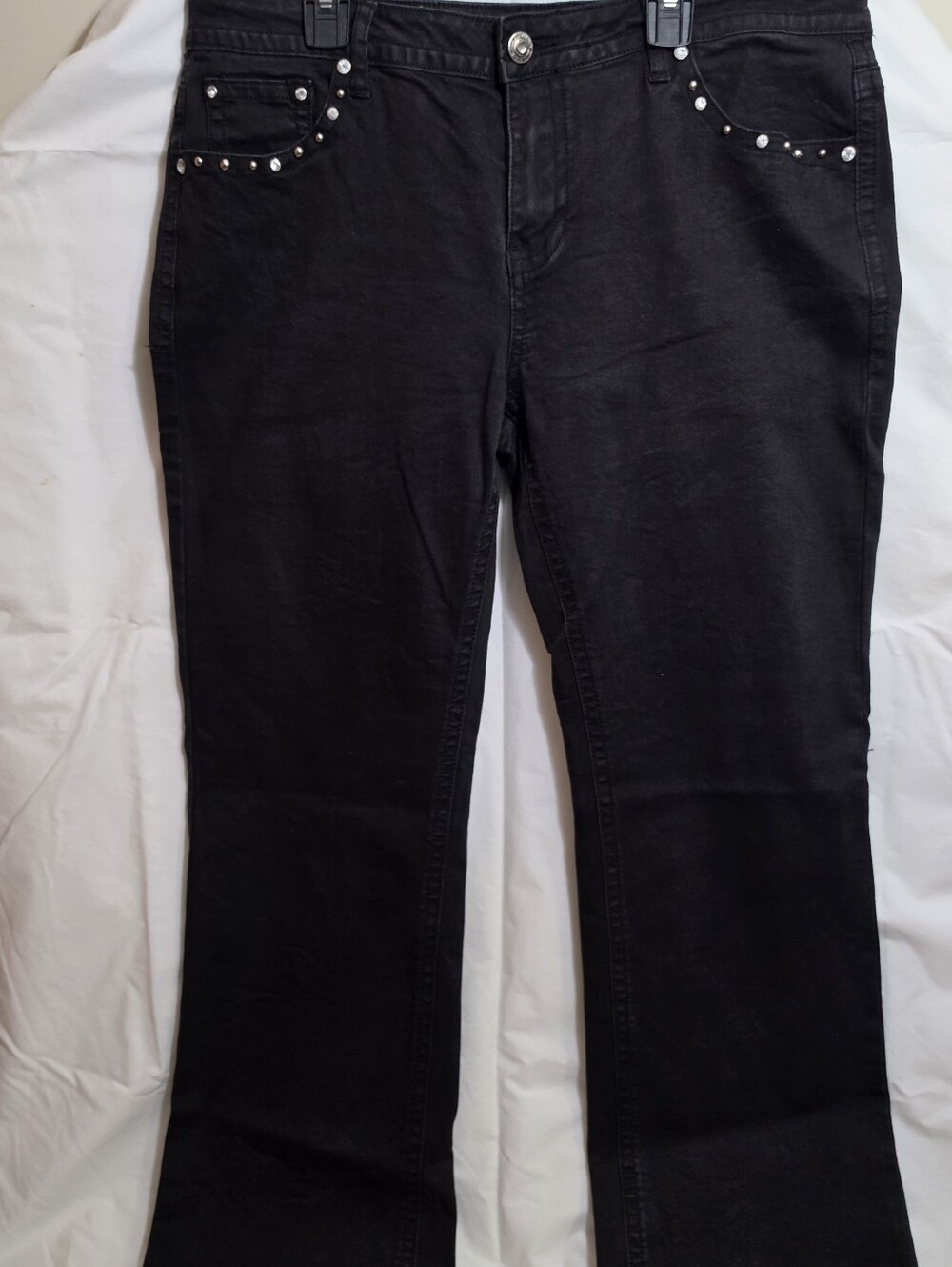 Platinum Plush Black Motorcycle Embellished Jeans - SZ Juniors 15/Womens 12